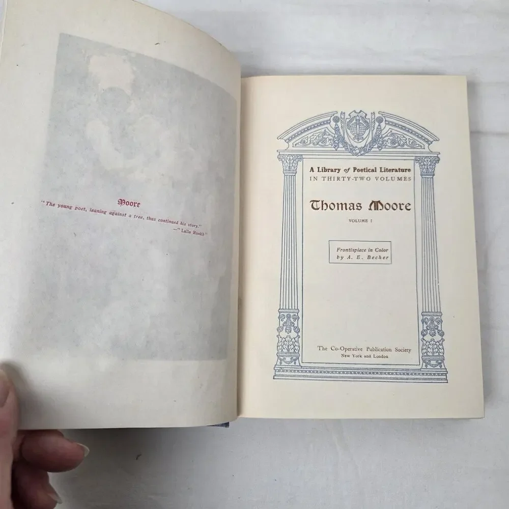 Poems of Thomas Moore in Two Volumes Blue Gold Hardcover Set Poetical Library